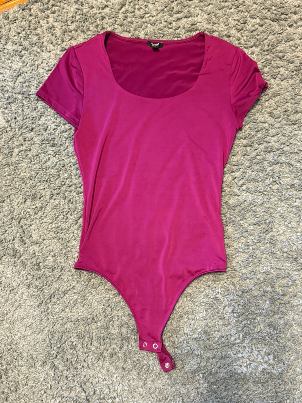 Express Fuchsia Scoop Neck Short Sleeve Bodysuit